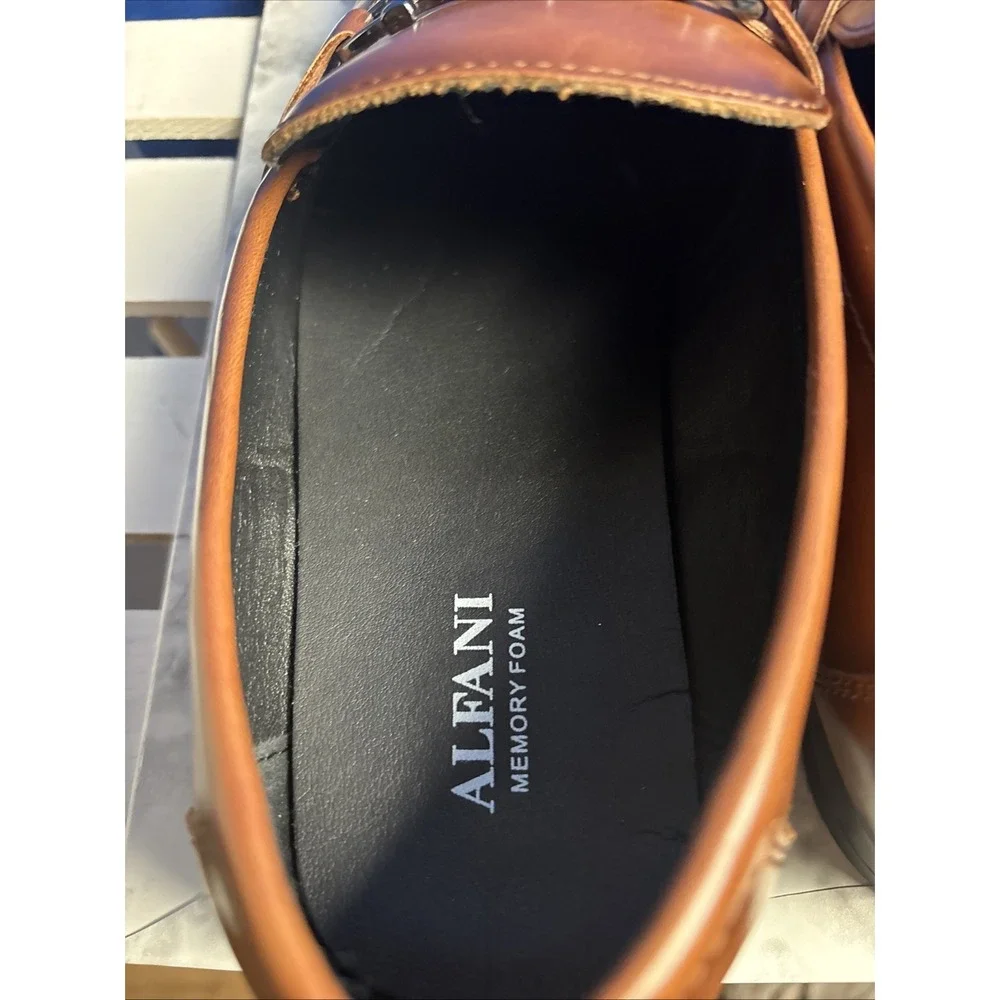 ALFANI Men's Brown Otis Bit Slip-On Loafers with Buckle Size 11 M